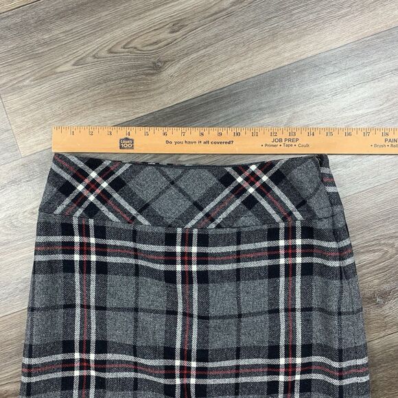 Eddie Bauer black white and red plaid dark academia wool blend skirt size P 2 - Picture 3 of 6